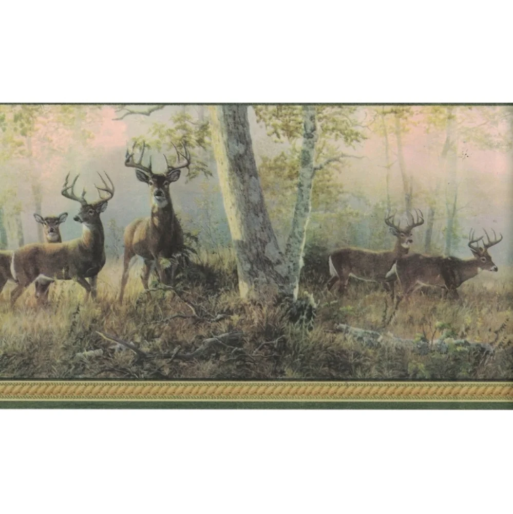 Wallpaper Border Buck in Woods Green Trim